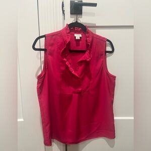 J. Crew Sleeveless Ruffle Blouse - Vibrant Pink